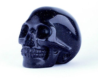 Realistic Blue Sandstone Crystal Skull, Mini