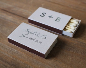 Personalized Wedding Classic Box Matches, set of 50 || custom wedding matchbox favors cigar bar matchbook favors foil 01-008-020