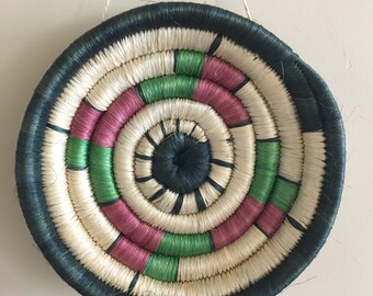 Vintage Woven Hanging Coil Basket