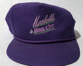Vintage Nashville Music City Script Purple Snapback Hat