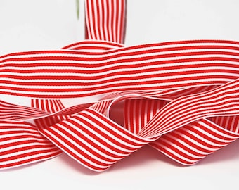 Striped Grosgrain Ribbon -- 1.5 inches -- Red White
