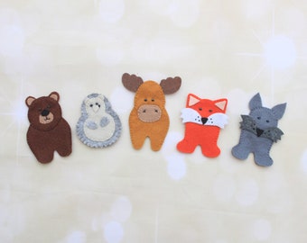 Felt finger puppets Woodland animals finger puppets Forest animals puppets theatre preschool educational toys toddler learning marionette