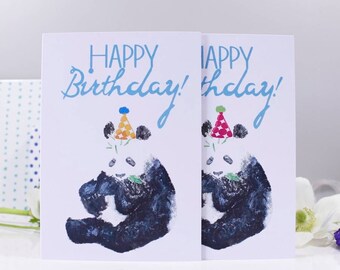 Happy Birthday Panda Party Hat Card / Panda Birthday Card / Funny Birthday Card / Birthday Card for him / her