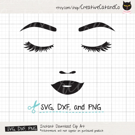 Download Woman Face SVG DXF File Eyelash svg Eyebrow svg Silhouette