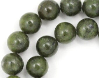 Serpentine (Dark Green) Beads - 10mm Round