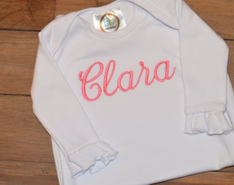 Personalized baby gown - baby name gown - embroidered baby gown