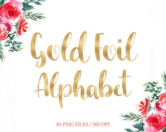 Gold foil alphabet clipart, gold digital letters, golden foil alphabet,gold foil font clipart, gold numbers, download