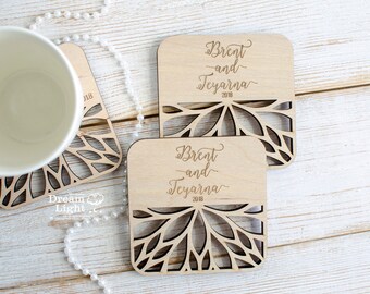 40% OFF Wedding Coasters, Custom Coasters, Wood Coasters, Personalized Coasters,Engraved Coasters,Wedding Gift Coasters,Customized Coasters