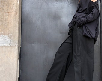Loose Black Pants / Wide Leg Pants Autumn Extravagant Collection A05115