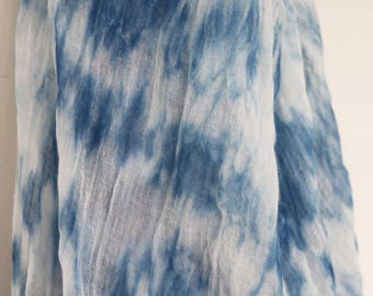 Soft organic indigo vat dyed cotton khadi wrap/scarf