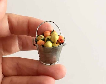 Miniature apples in a bucket Hand made