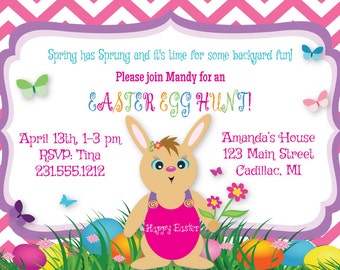 Easter Egg Hunt Invitation, Kids Easter Party Invitation