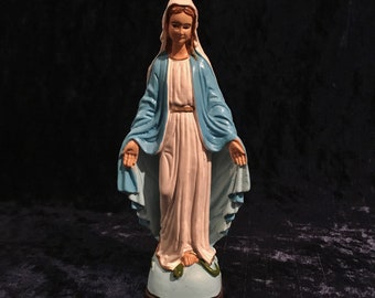 Vintage Hand Painted Our Lady Of Grace Statue