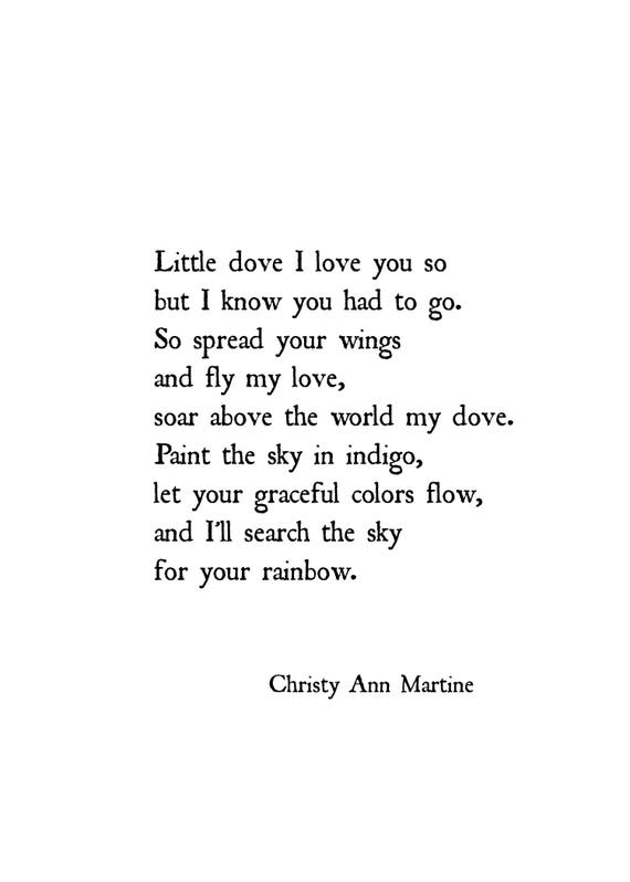 Sympathy Gift for Loss of Child Baby Daughter or Son - Print Gifts - Little Dove Poem by Christy Ann Martine