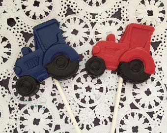 Tractor Chocolate Lollipops (12 qty)- Tractor Favor/Farm Party/Farmer Party/Chocolate Lollipop/John Deere/Boys Birthday Favor/Party Favor