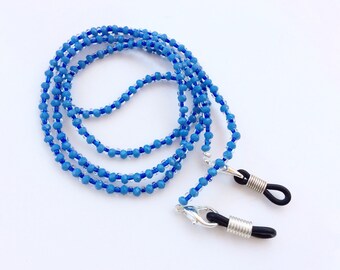 Eyeglasses holder chain blue crystals beads beautiful eyeglasses neck chain N5