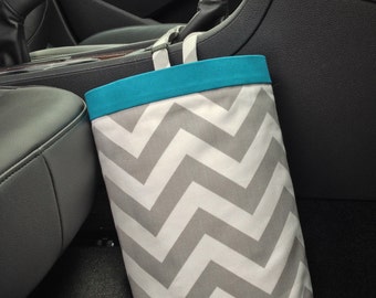 Car Trash Bag CHEVRON GRAY, Women, Men, Car Litter Bag, Auto Accessories, Auto Bag, Car Organizer