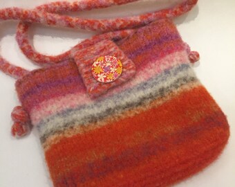 Handknit felted crossbody bag