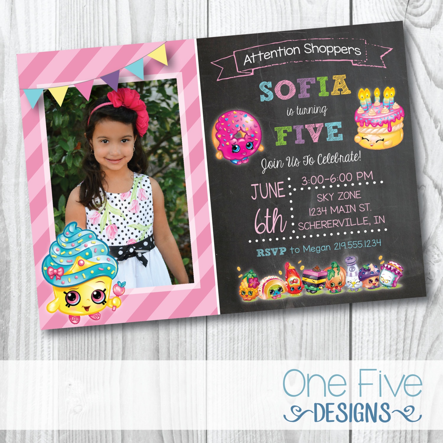 Shopkins Birthday Invitation with Photo Printable 5x7