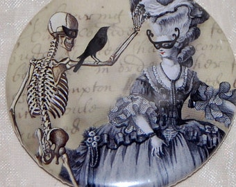 The Masquerade Ball pocket mirror, a Marie Antoinette inspired WickedlyLovely Art pocket mirror