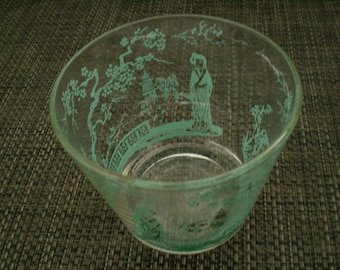 Vintage BOWL Robins Egg Blue And Gold Asian Glass bowl