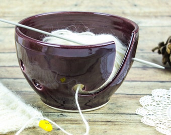 Yarn bowl Knitting Bowl crafty mom gift Petite Eggplant purple Low Price Small Ceramic Yarn holder Inexpensive Crochet bowl MADE TO ORDER