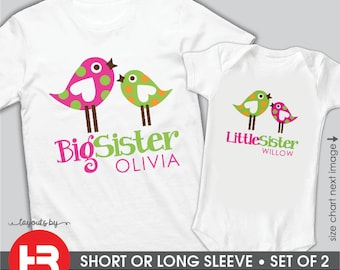 Big Sister Little Sister Outfits Matching Tweet Birds Big Sister & Birds Little Sister Shirts or Bodysuits • 2 Personalized Sibling Shirts
