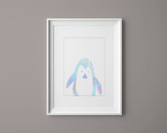 A3 Blau Pinguin Druck