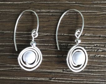 Blue lace agate gemstone earrings, everyday earrings, sterling silver earrings, wire wrapped designs, bridesmaid earrings, gift for her