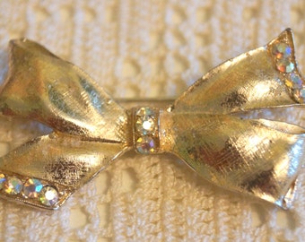 Vintage Gold Bow with Stones