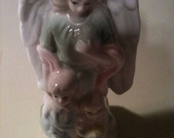 Guardian Angel Vintage Greenbriar International Angel With Wings Watching Over Children