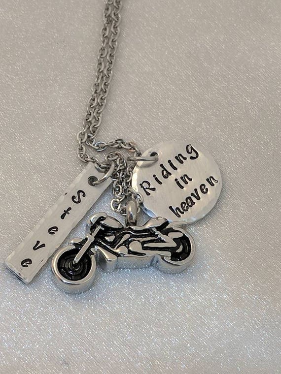 Motorcycle Urn Personalized Urn Necklace Riding in Heaven