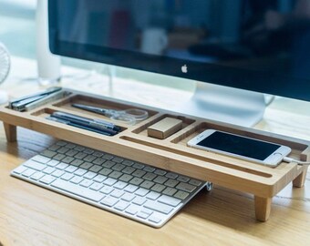 Wooden Keyboard Rack Desktop Accessories Storage Desk Organizer Holder Shelf