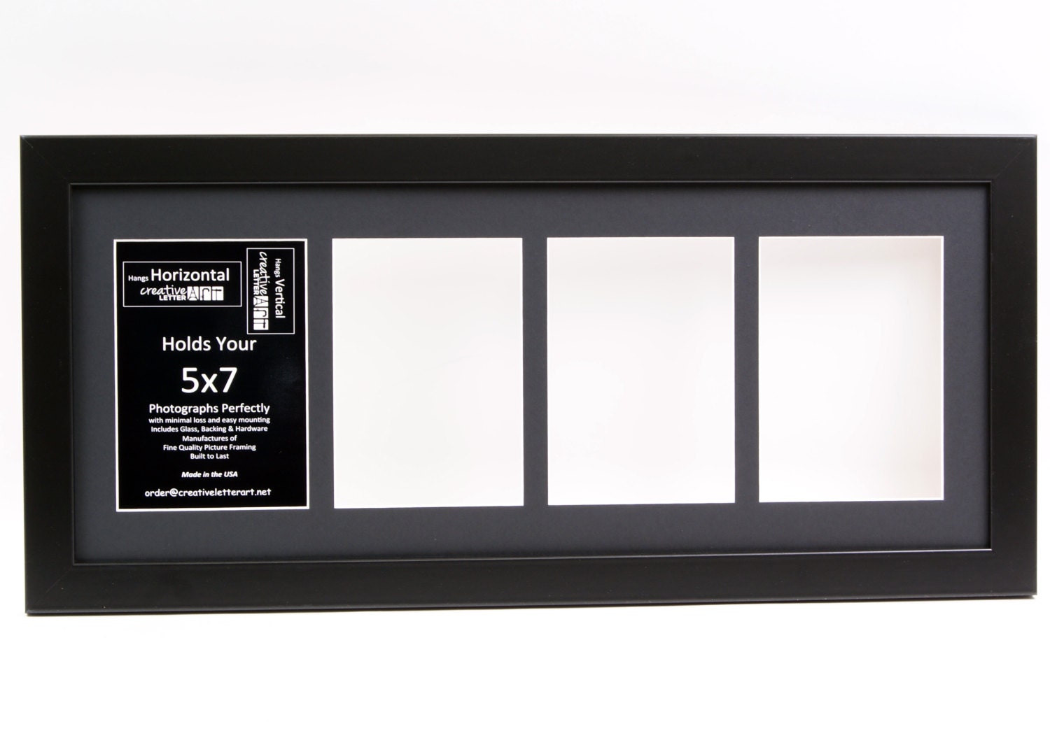 5x7 Black 4 Opening Picture Frame With 10 by 24 inch Collage