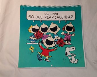 Peanuts 1990-1991 School-year Calendar Snoopy Charlie Brown