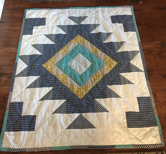 geometric quilt aztec quilt modern baby blanket tribal