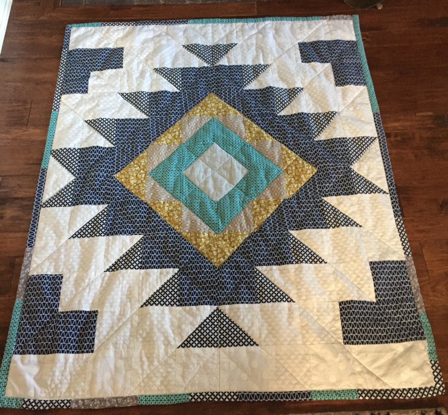 Geometric Quilt Aztec Quilt Modern baby blanket tribal