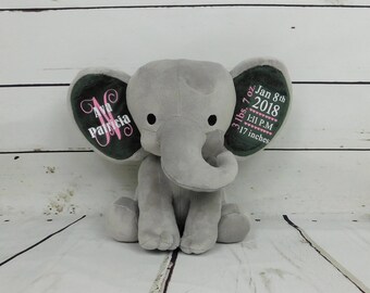 Baby Gift / Baby Boy Gift / Baby Girl Gift / Custom Stuffed Animal / Elephant / Custom Baby Gift / Monogram Baby / Custom Elephant / Custom