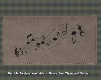 Engraved Leatherette Checkbook Cover - Music Designs