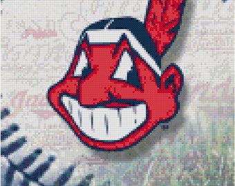 MLB Cleveland Indians Baseball Counted Cross Stitch Pattern