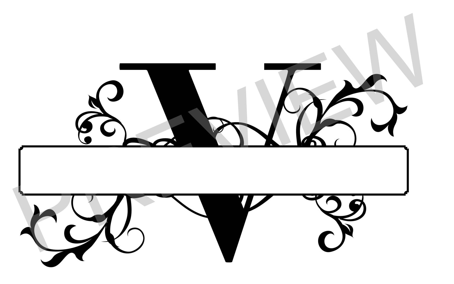 Download Split Monogram SVG Letter V Regal Split Alphabet Vector