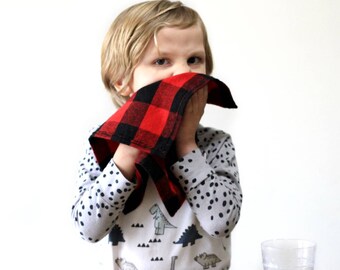 Premium Red & Black Buffalo Plaid Flannel Napkins -Set of 2