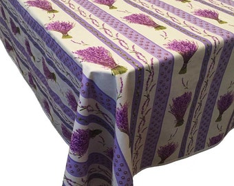 Acrylic Coated Tablecloth, French Tablecloth, Lavender Striped Tablecloth, Small Tablecloths