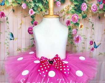 ON SALE, Minnie Mouse Inspired Tutu, Hot Pink Tutu, Minnie Mouse Tutu, Girls Tutu, Birthday Tutu, First Birthday, Baby Tutu, Costume Tutu