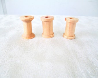Unfinished Wooden Thread Spools Set Of 3, Small Wood Thread Spools Set Of 3, Wooden Craft Thread Spools, Wood Spools Set Of 3