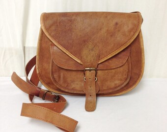 Saddle bag purse,cross body saddle bag, Saddle shoulder Bag Leather Purse light Brown