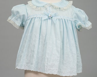 Vintage Baby Blue Eyelet Dress (Size New Born)