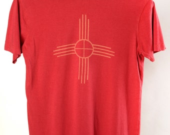 Men's T shirt Organic Bamboo Organic Cotton Zia Symbol Red t shirt by Maude Andrade