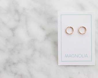 Circle Earrings - 14k Gold or Sterling Silver Earrings - Geometric Earrings - Small Studs - 14k Gold Studs - Minimalist Earrings - Tiny