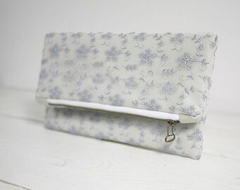 Light gray lace clutch | Gray Wedding Clutch | Grey Wedding Purse | Bridal Gray Clutch